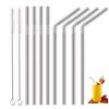 12pcs Reusable Stainless Steel Straws Bent Straws with Soft Cleaning Brush