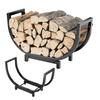 Indoor Outdoor Firewood Rack Heavy Duty Rustproof Metal Curved Log Holder Fireplace Patio Deck Firepit Firewood Storage Organizer Rack