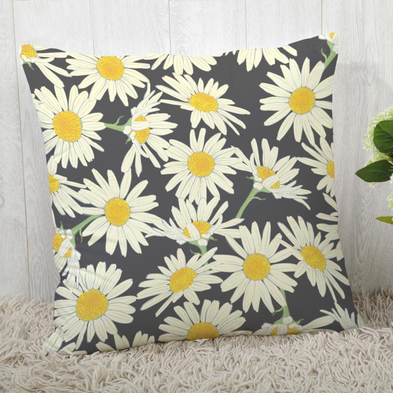 Chamomile Pillowcase Sofa Car Waist  Home Style Flower Landscape Cushion Cover