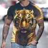 European and American Summer Men's Oversized Creative Tiger Print Short Sleeved T-shirts, Popular 3D T-shirts