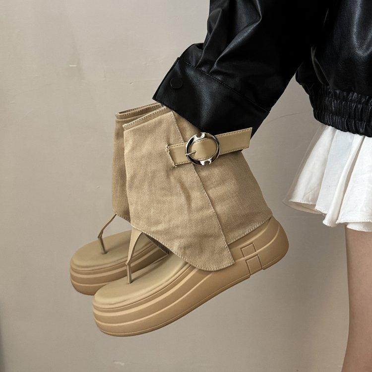 Soft Leather Version~ Platform Sandals Women's 2025 Summer New Popular Fashion Versatile Casual Comfortable Sports Beach Shoes