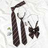 Brown Striped Tie for Women's Japanese Retro Preppy Style Shirt Accessories