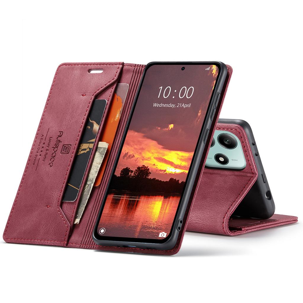 Premium Vintage Leather Wallet Case for Redmi Note 9-14 Series & POCO M2/M5S/X5/X7 - Flip Cover, Card Slots, Shockproof Retro (4 Colors)