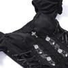 AltGoth Vintage Gothic Princess Dress Women Dark Harajuku Lace Up Cross Corset Dress Streetwear Partywear Lolita Dress Female