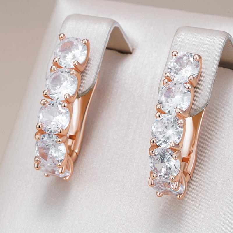Full White Zircon Fashion Women Earrings Wedding Golden Earrings Wearable Accessories Girls Attractive Jewelry