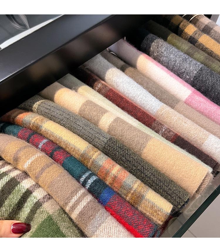 2024 Британский красный клетчатый шарф из искусственного кашемира: Теплый зимний подарочный платок на шею