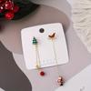 1pc Elegant Cute Style Christmas Earrings Climbing Santa Claus Design Colorful Unique Asymmetrical Long Tassel Earrings Fashion Festival Party Gift
