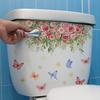 Colorful Flower Butterfly Toilet Sticker Removable Self-adhesive Waterproof PVC Living Room Bathroom Wall Art
