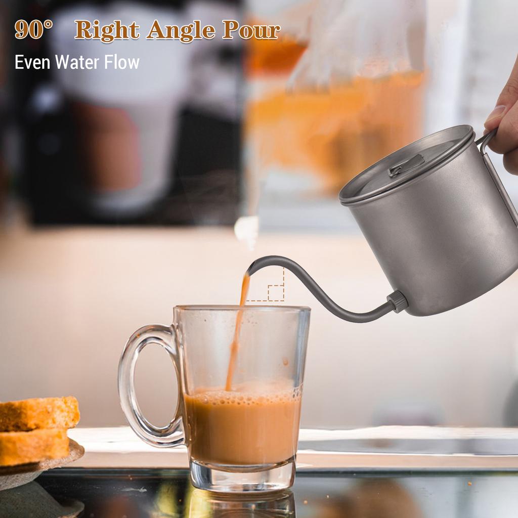 400ml Pour Over Kettle Gooseneck Coffee Kettle and Cup Set with Removable Coffee Spout and Folding Handle