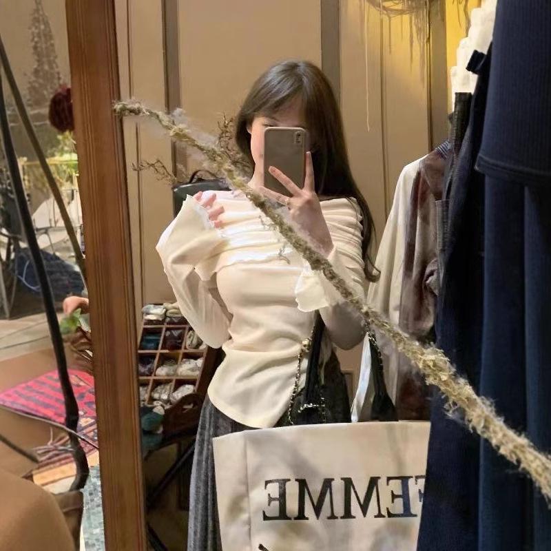 Women's One-Shoulder Irregular Tie Long-Sleeve Slim-Fit Sun Protection Top