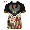 Men's T-shirt Summer Retro Style Fashion Egyptian Pharaoh Print Short Sleeve Tee Shirts Quick Dry Men's Crew Neck Loose Tops