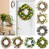 Easter Eggs Wreath 17.7" Handmade Wreath with Faux Flowers Eggs Spring Decor Colored Eggs Wreath for Wall Mantel Front Door