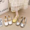 Silver Pleated Mary Jane Shallow Mouth Single Shoes Women's New Spring and Summer Ballet