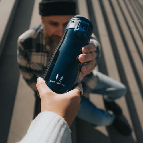 Super Sparrow 500ml Water Bottle - Wide Mouth TouchGulp Water Bottle - Leakproof, BPA-Free Tritan Drinking Bottle - Lightweight and Sustainable for Wo