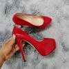 Women High Heels Pumps 14cm Round Toe Stilettos Talon Femme Sexy Ladies Red Wedding Shoes Black Platform Heels Big Size 44
