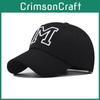 Embroidery M Letter Wide Brim Baseball Hat Sun Protection Cap For Use Outdoor