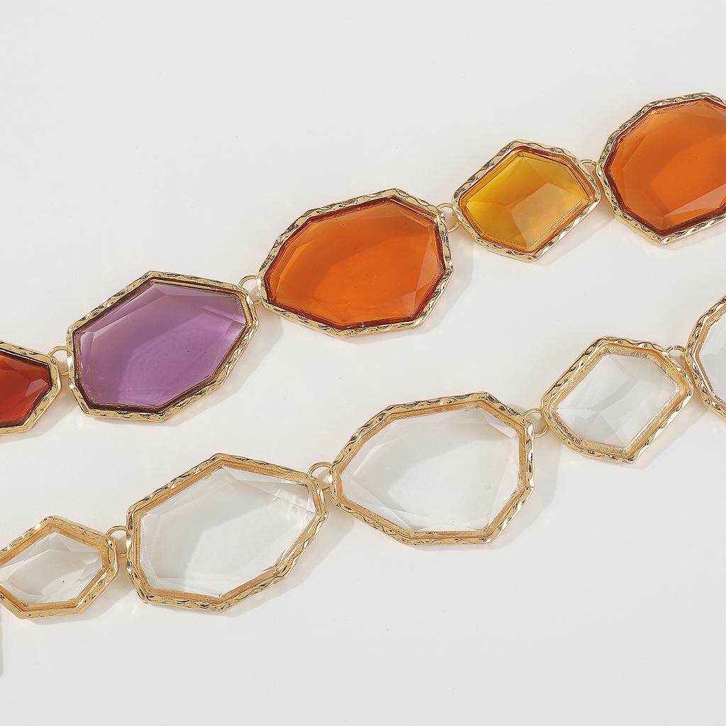 Tooxika Cross-border Trend Jewelry Personality Fashion Exaggerated Geometric Resin Colour Earrings Necklace