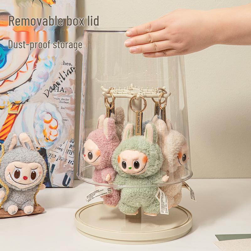 Rotating Labubu Plush Doll Display Box & Charm Stand