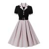 Women's Polka Dot Swing Dresses Lapel Buttons High Waist Belt Slim Fit Short Sleeves Summer Dress Office Work Casual Wear Vintage Outfit