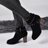 Autumn Winter Women Boots Zipper Rivet  Suede Women Winter Boots Cotton Ankle  Women's Shoes Round Toe Shoes 2024