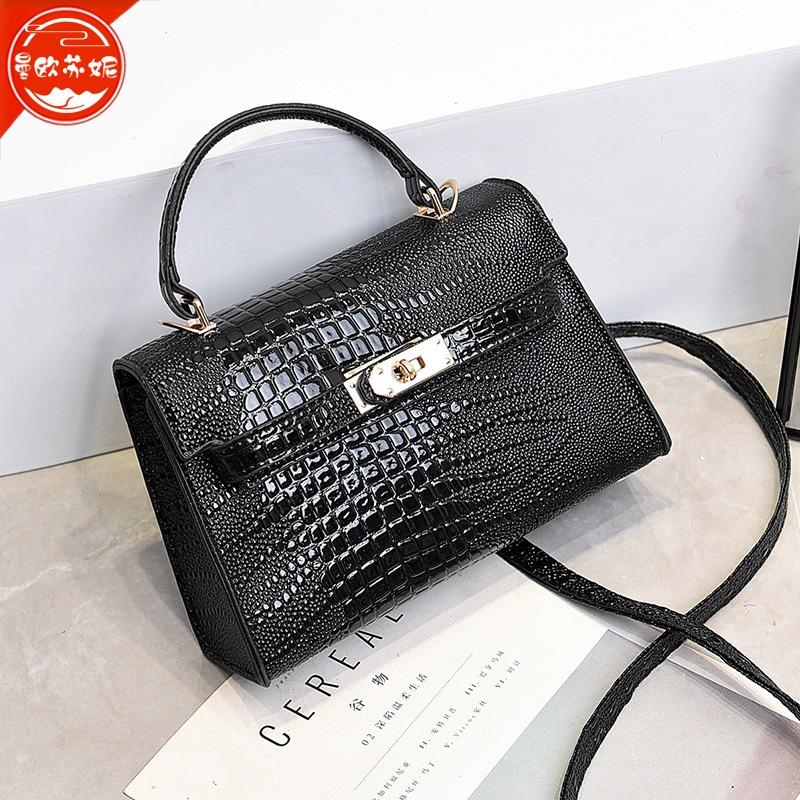 Suni Light Luxury Cow Oil Fruit Green Crocodile Pattern Advanced Sense Small Female Bag 2023 New Handheld One Shoulder Crossbody Bag