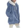 2024 Autumn/Winter Loose Plush Long Sleeve Zip Pocket Hooded Warm Coat for Women