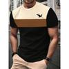 Summer Round Neck 3D Striped Print Top Simple Fashionable Casual Short Sleeved Men's T-shirts