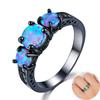 Fashion Black Gold Color Imitation Blue Fire Opal Ring For Women Wedding Band Engagement Ring Women Party Jewelry Drop Shipping