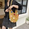 Woven Bag Women's New Shoulder Tote Bag Lazy Wind Knitted Hollow Flower Beach Bag