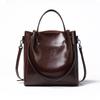 Casual Large Capacity Women Tote Shoulder Bag Genuine Leather Ladies Bucket Handbag Messenger Bag Soft Crossbody Bag Satchel Top-handle Tote Handbags