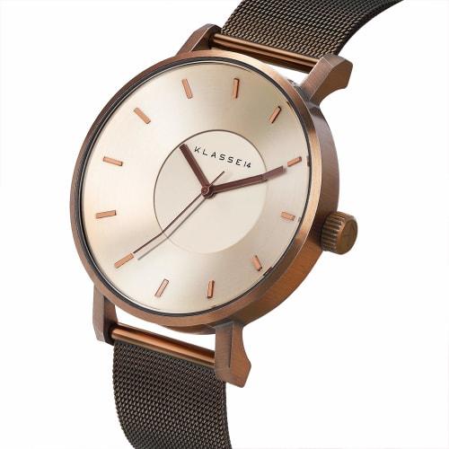 Class Fourteen VOLARE VINTAGE GOLD Mesh Men's Watch VO18VG002M, Officially Imported, Brown