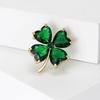 Delicate Crystal Lucky Four Leaf Clover Brooches for Women Retro Emerald Heart Lapel Pin Female Wedding Clothing Jewelry Metal Versatile Accessory