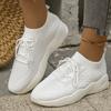 Lace-Up Breathable Knit Sneakers Women Lightweight Non-Slip Sports Tennis Shoes for Woman 2024 Spring Flat Heels Casual Shoes