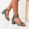 Big Plus Size 48 Women Snake Printing Sandals Zipper Block High Heels Ladies Summer Sandals