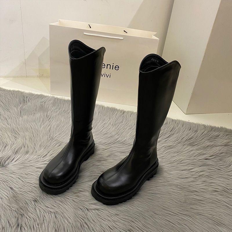 Long Boots Women's Autumn and Winter New Versatile High Boots Rear Zipper Thin Boots But Knee Mid Boots
