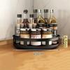 Kitchen Spices Rack Multipurpose Storage Rack for Kitchen Countertop Carbon Steel 360° Rotating Seasoning Holder Storage Tray