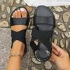 New Cross Elastic Flat Sandals for Women, Roman Style Plus Size Solid Color Fishmouth Shoes