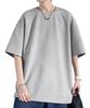 Four Leaf Short Sleeve Summer Stylish Crew Comfortable Cut and Solid Embossed Print Men's T-Shirt, Neck, Sewn, Streetwear, Color, (2XL, Gray)