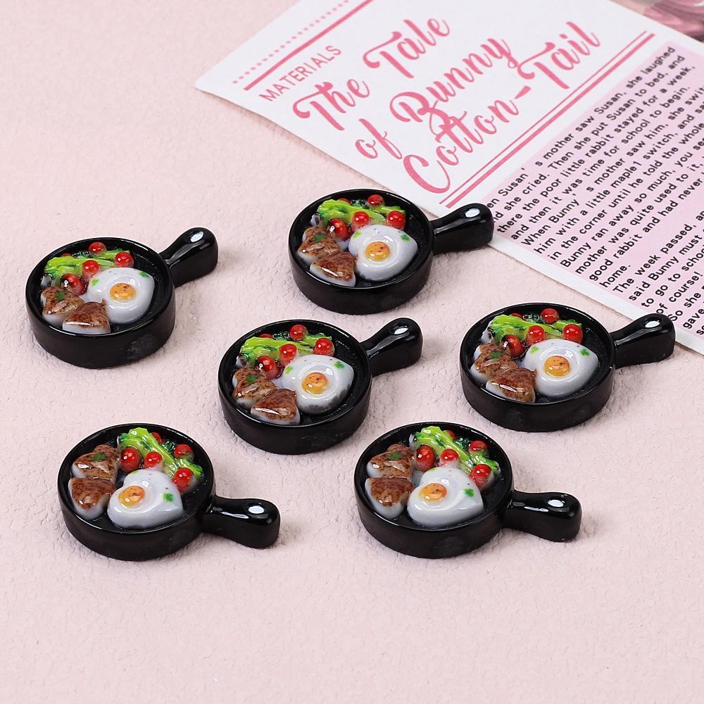Resin Breakfast Toy Food: Frying Pan Cream & DIY Hair Clip Magnet Accessories