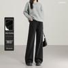 2025 Winter Women's Slimming High-Waisted Fleece-Lined Wide-Leg Jeans with Black Cow Flock