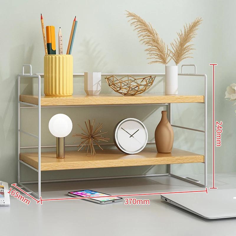 Desktop Bookshelf Organizer Multi-Layer Storage Rack Wooden Flower Shelf Kitchen Organizer Save Space Bedroom Makeup Stand Rack