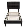 Bed - BLACK - 90x190 Cm - Slatted Base - Upholstered Headboard - 1 Place