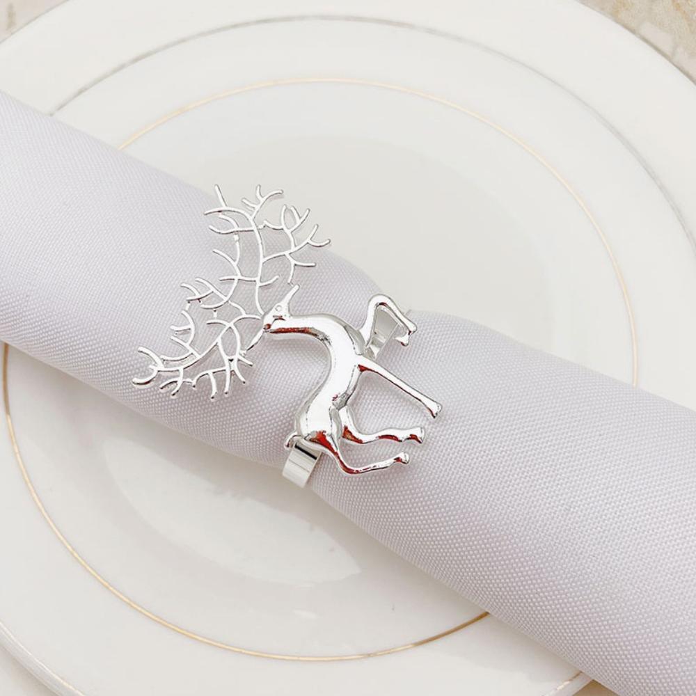 Xmas Napkin Rings Deer Shaped Holders Buckles Party Serviette Christmas Decoration Supplies 1/6 PCS