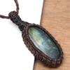 Macrame Necklace Labradorite Pendant Natural Handmade Stone Crystal Bohemian