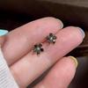 S925 Silver Black Flower Women's Earrings - High-End Niche Design, 2024 New Exquisite Small Earrings
