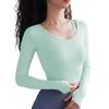 VeroMan Йога Топ с длинными рукавами и стильным коротким кроем, размер M, женский, с чашками, длина, ppi-lstops3, зеленый,