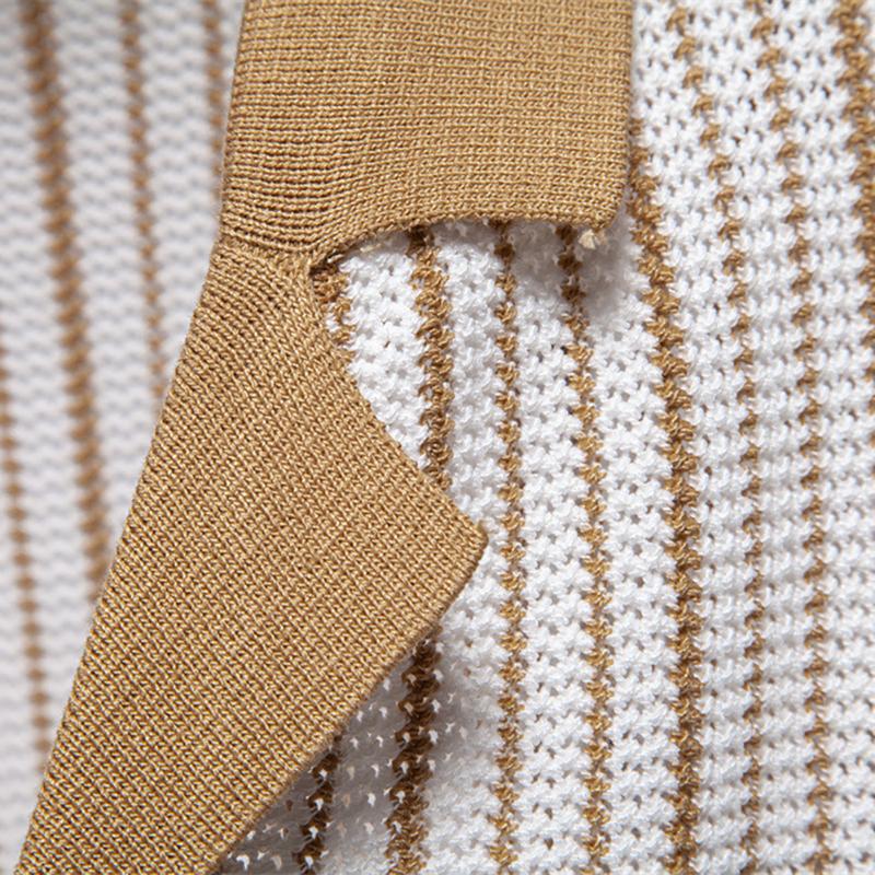 Gant 2025 Summer Embroidered New Men's Short Sleeve Knitted Polo Stripe Fashion Business Polo Shirt for Men