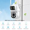 New EU 4K 8MP PTZ WIFI Camera Dual Lens Dual Screen 4X Digital Zoom IP Camera 4MP HD Auto Tracking Outdoor CCTV Surveillance ICSee App