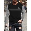 All-Season Men's Crew Neck T-Shirt - Stylish Color Block, Long Sleeves, Durable & Easy-Care Fabric
