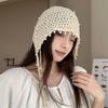 Summer Ethnic Style Knitted Hat with Hollow Pearl Tassel Pendant - Retro Face-Showing Design for Women